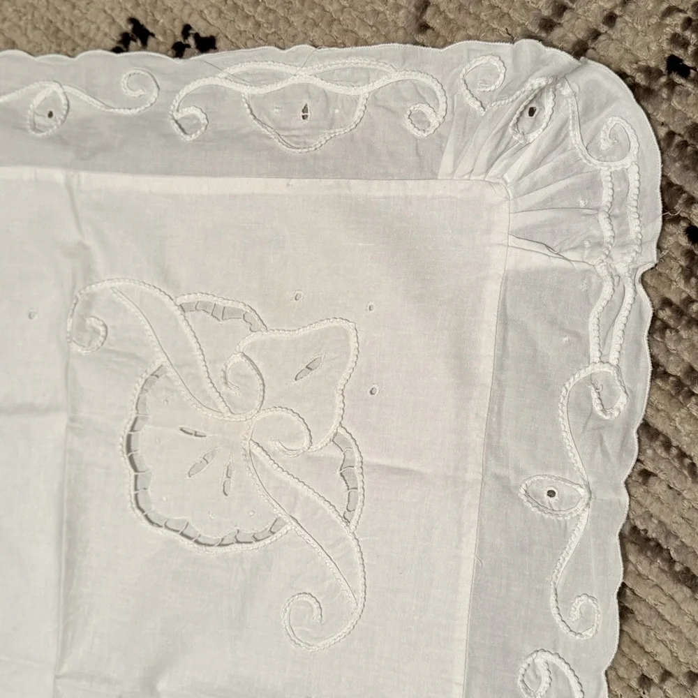 Vintage Scalloped Edge Raffle Cotton 3ps Set Duvet & 2 Shams